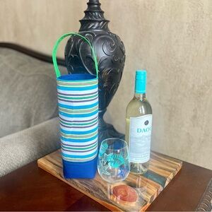 Blue Multi Stripes.wine tote housewarming gift handmade tote wine gift bag tote